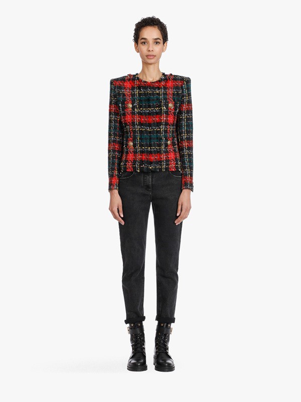 巴尔曼2020秋冬季红色格子上衣
