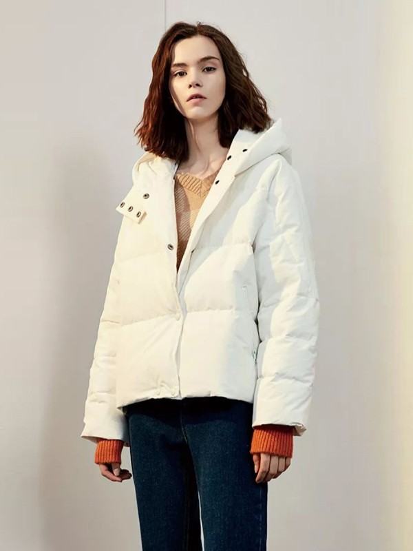 点占2020秋冬季白色纯色羽绒服
