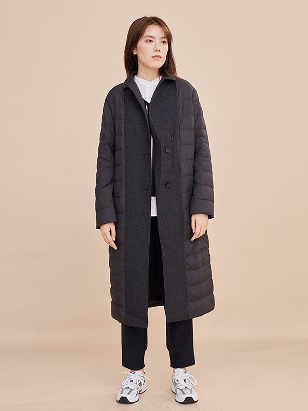 衣魔得思女装2021秋冬季灰色拼接羽绒服