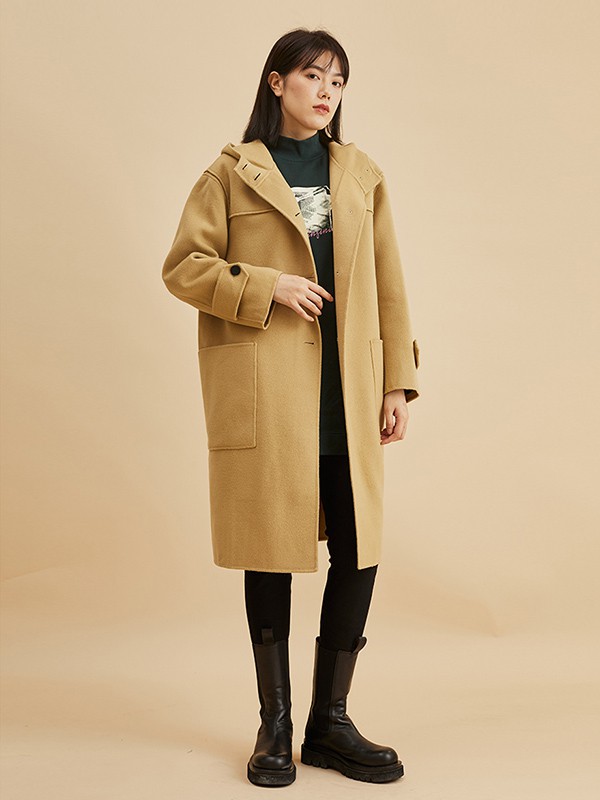 衣魔得思2020秋冬季黄色宽松大衣