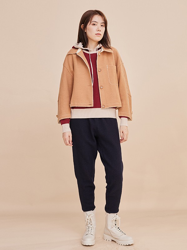 衣魔得思2020秋冬季卡其色宽松外套