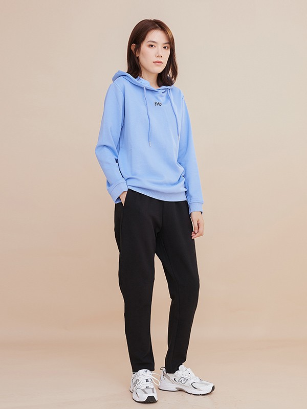 衣魔得思女装2020秋冬季蓝色连帽卫衣