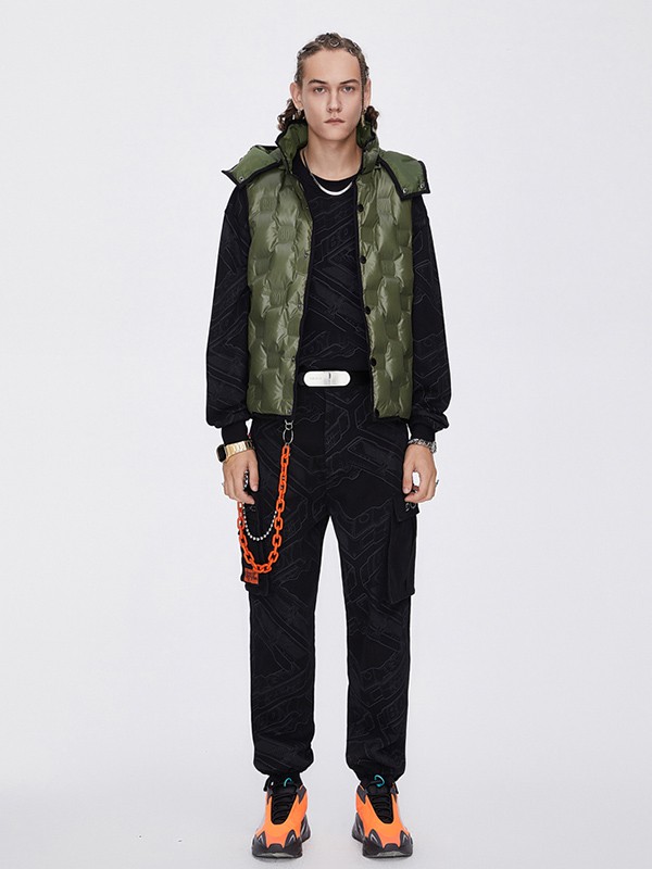 BoyLondon2020秋冬季军绿色连帽马夹