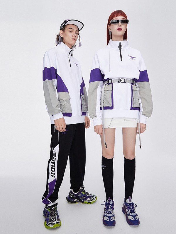 BoyLondon2020秋冬季白色撞色上衣