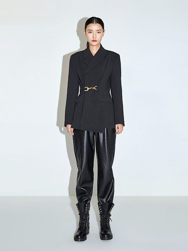 misssixty2020秋冬季黑色收腰外套