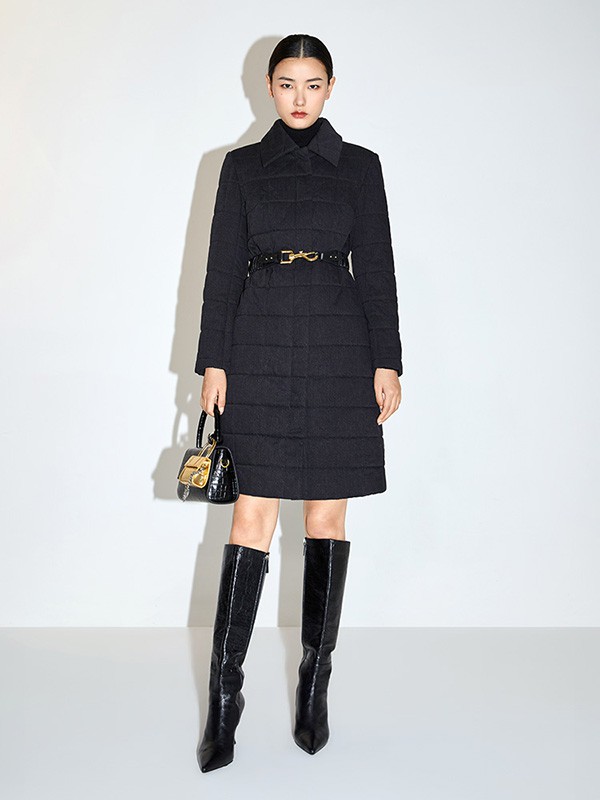 misssixty2020秋冬季黑色收腰大衣