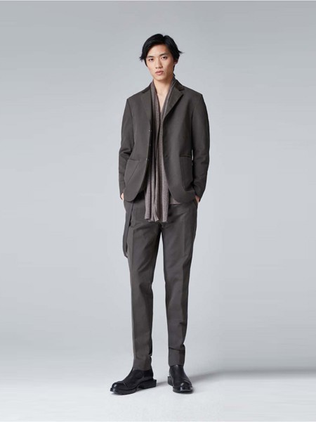 玛丝菲尔2020秋冬季灰色纯色西装