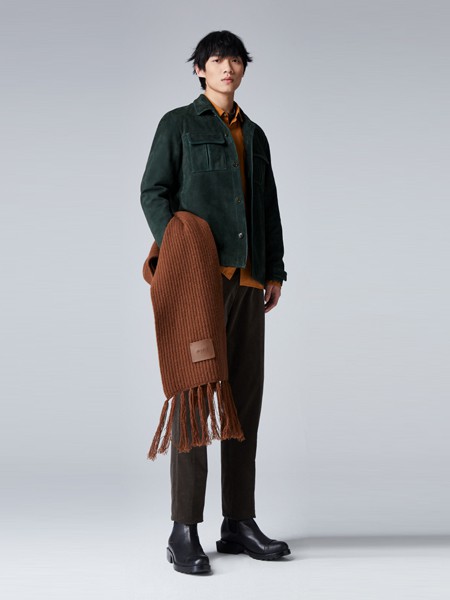 玛丝菲尔2020秋冬季绿色刺绣外套