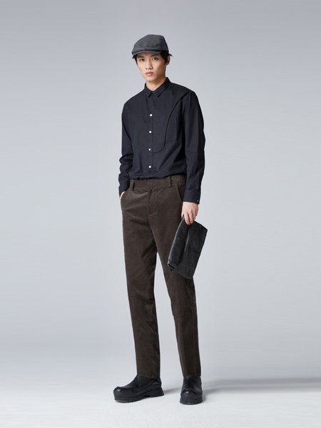 玛丝菲尔2020秋冬季黑色纯色衬衫