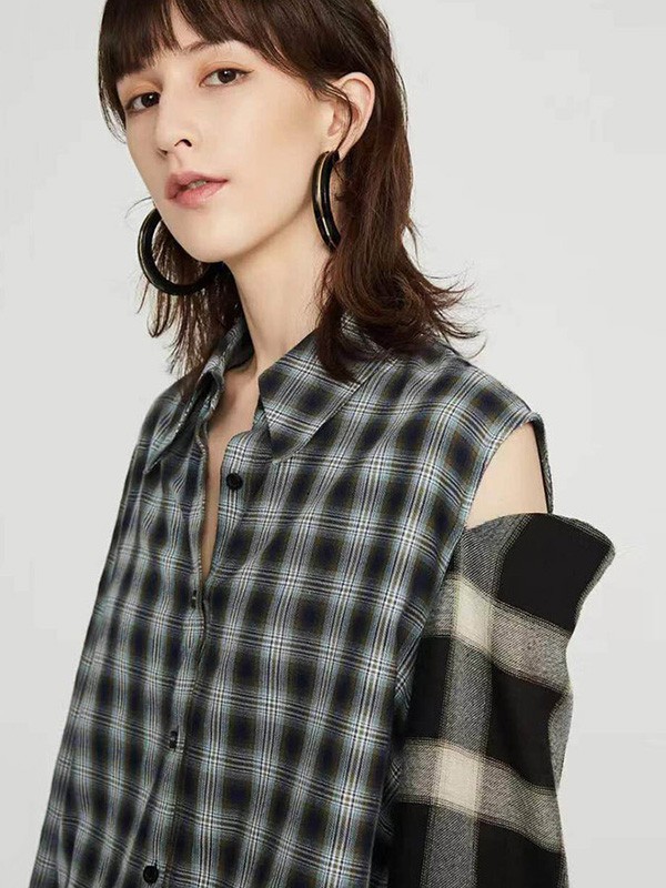 漫多姿2020秋冬季黑色格子上衣