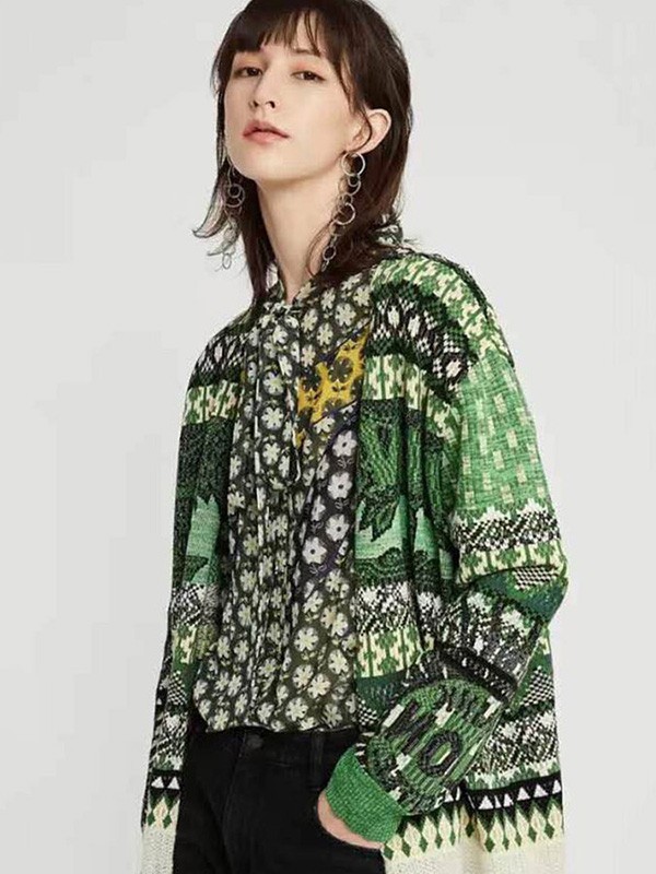 漫多姿2020秋冬季黑色撞色毛衣