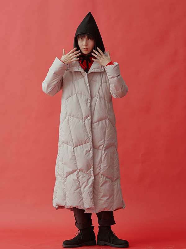 马可未2020秋冬季灰色长款羽绒服