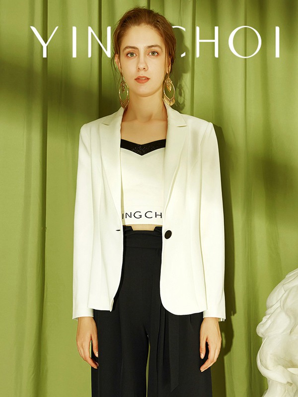 千颖2020秋冬季白色纯色西装