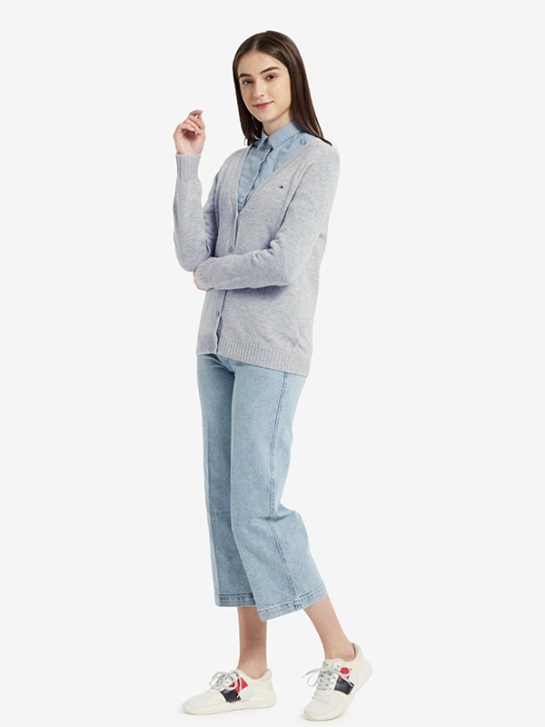 汤米·希尔费格2020秋冬季灰色修身针织衫