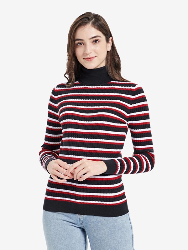 汤米·希尔费格2020秋冬季黑色条纹针织衫