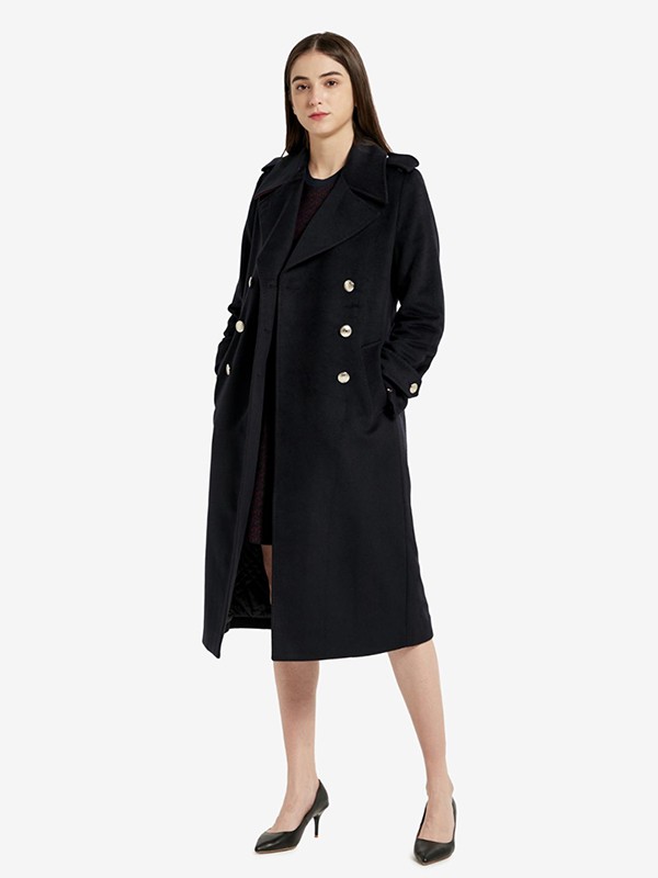 汤米·希尔费格休闲装2020秋冬季黑色长款大衣