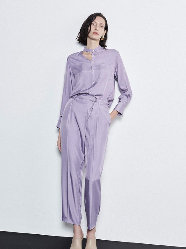 墨蒂珂女装2020秋冬季紫色纯色套装