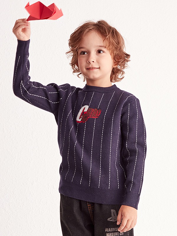 艾艾屋 2020秋冬季藏蓝色条纹上衣