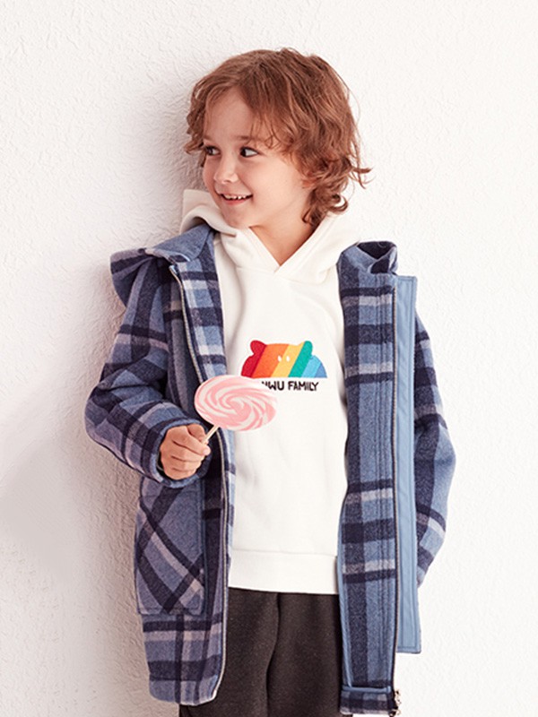 艾艾屋 2020秋冬季蓝色格子大衣