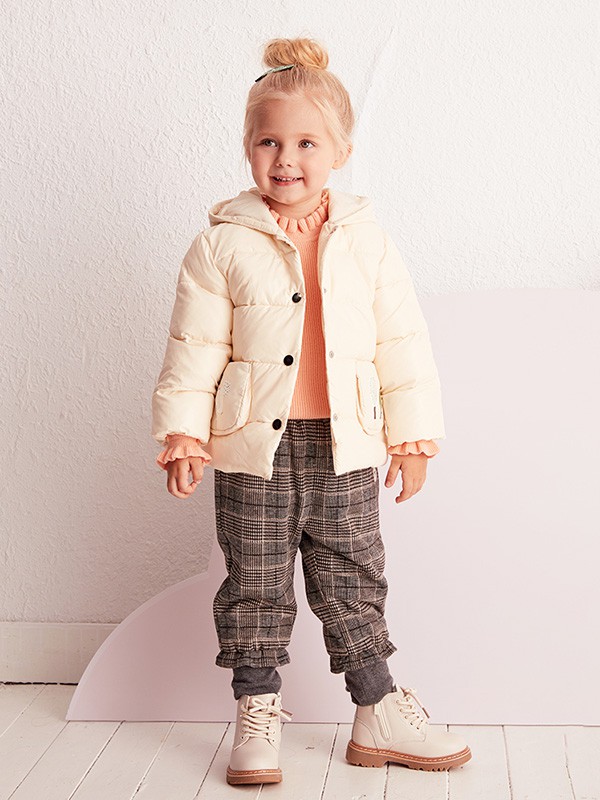 艾艾屋 2020秋冬季米色连帽棉服