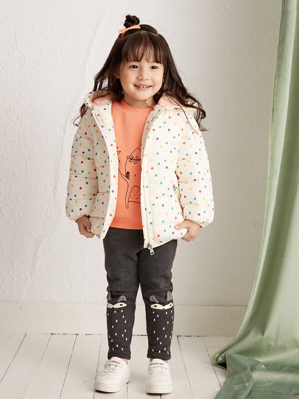 艾艾屋 2020秋冬季白色印花棉服