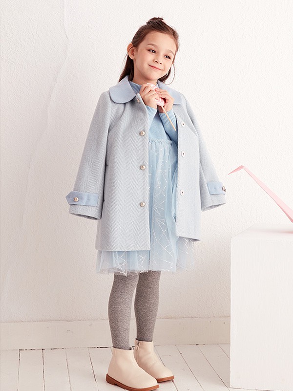 艾艾屋 2020秋冬季蓝色宽松大衣