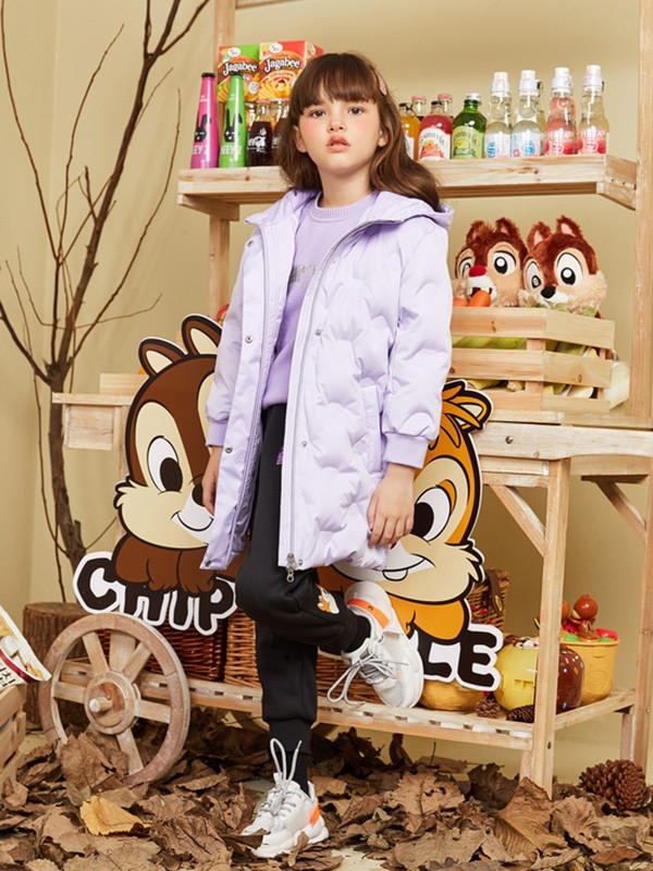 Moomoo童装2020秋冬季紫色连帽棉服