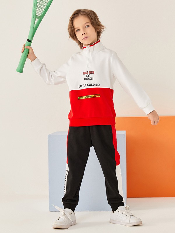 Moomoo童装2020秋冬季拼色撞色上衣