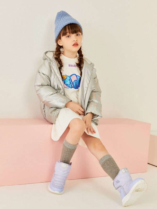 Moomoo童装2020秋冬季银色连帽羽绒服