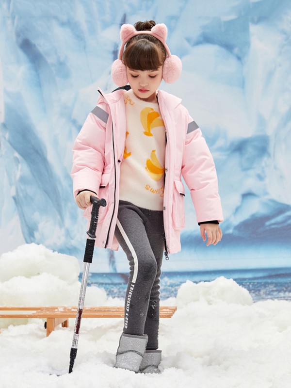 Moomoo童装2020秋冬季粉色宽松羽绒服