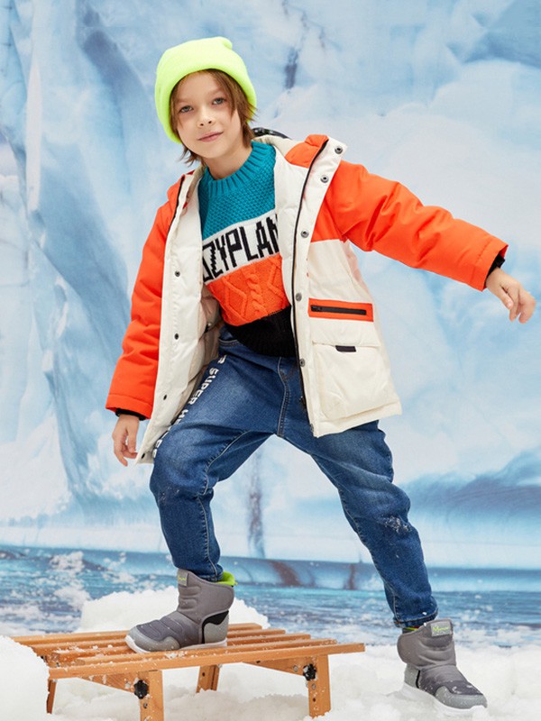 Moomoo童装2020秋冬季拼色撞色棉服