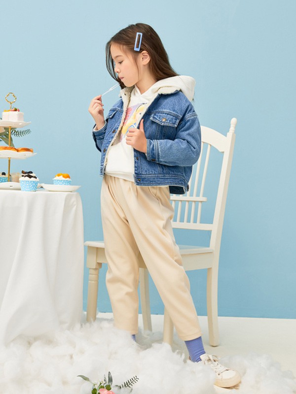 Moomoo童装2020秋冬季蓝色宽松外套