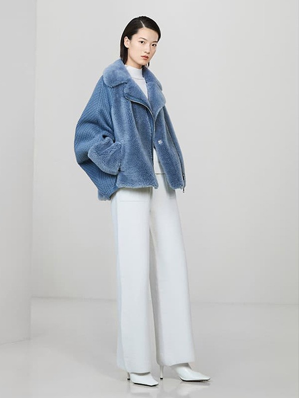 尹默2020秋冬季蓝色宽松外套