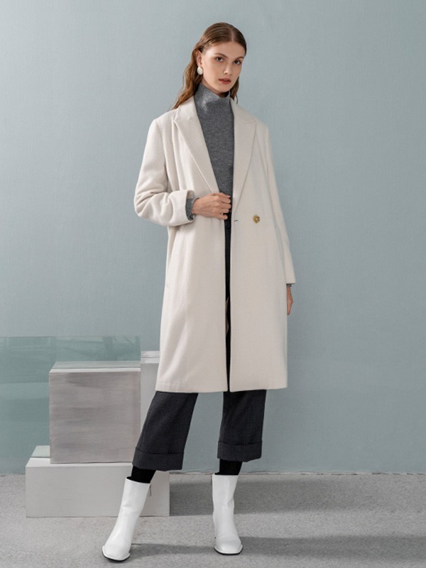 O.C.E.休闲装2020秋冬季米色长款大衣