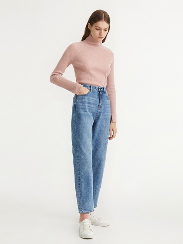 O.C.E.休闲装2020秋冬季粉色高领针织衫