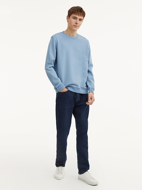 O.C.E.休闲装2020秋冬季蓝色纯色卫衣