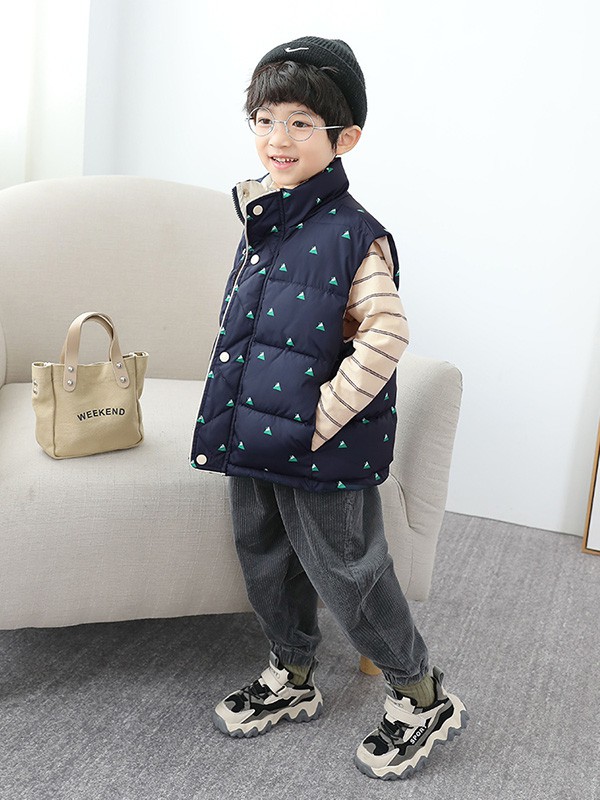 多多家2020秋冬季藏蓝色印花马夹