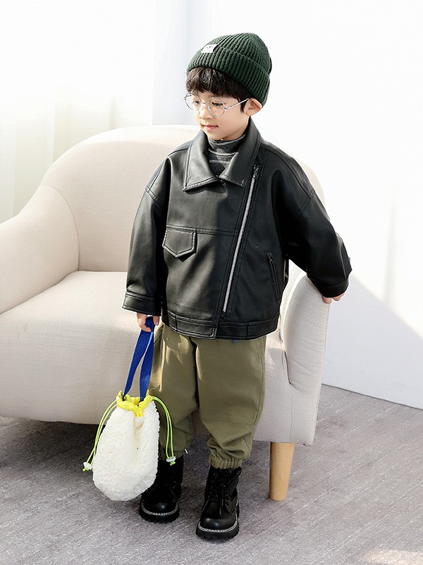 多多家2020秋冬季黑色宽松皮衣