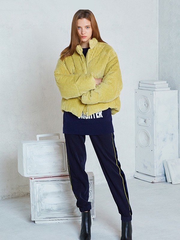 百家好2020秋冬季黄色宽松羽绒服