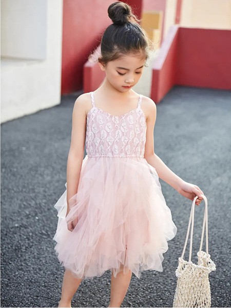 麦哈·派2020春夏季粉色纱网吊带裙