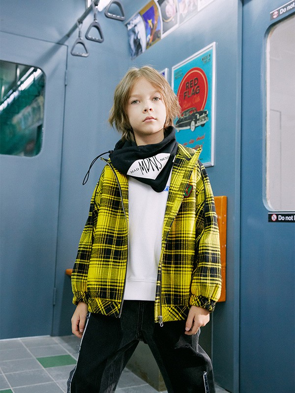 SUNTLAB2020秋冬季黄色格子外套