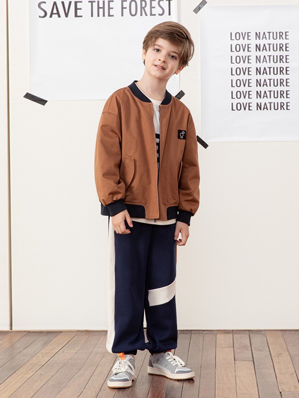 broadcute2020秋冬季咖啡色撞色外套