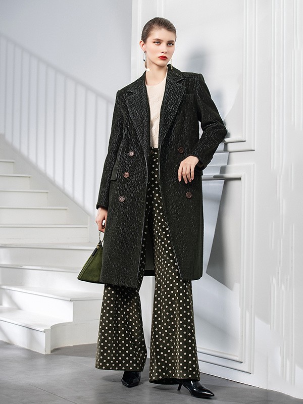 例格2020秋冬季黑色豹纹大衣