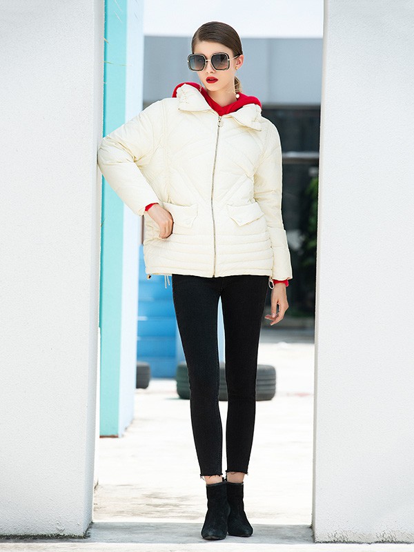 例格2020秋冬季白色纯色羽绒服