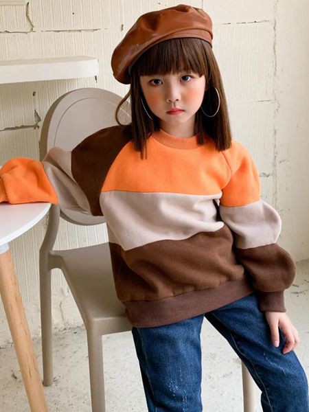 法语2020秋冬季拼色拼接卫衣