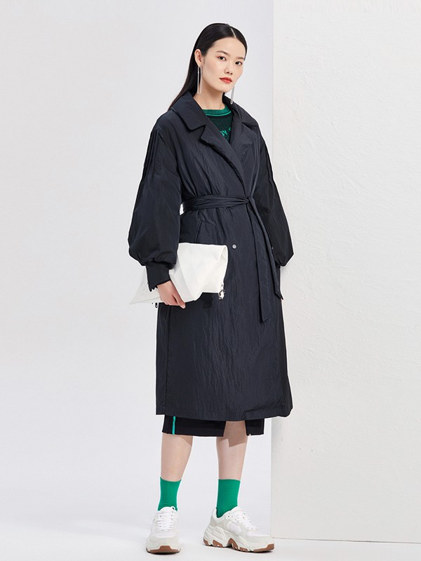 FUUNNYFEELLN女装2020秋冬季红色收腰羽绒服