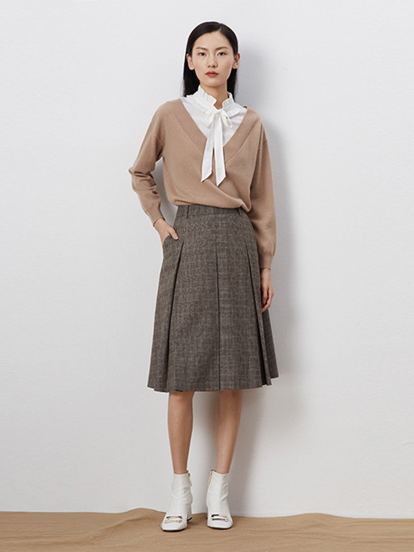 乔娜安达2020秋冬季咖啡色宽松毛衣