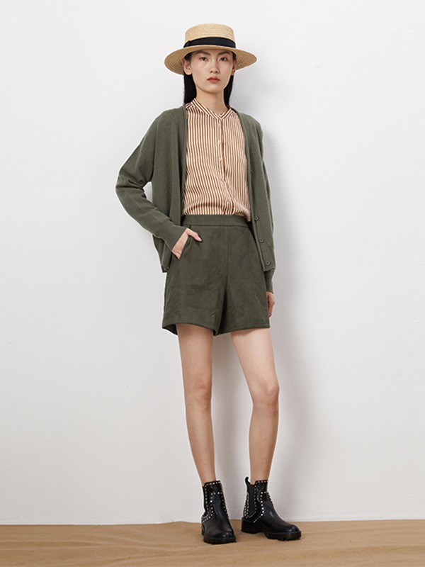 乔娜安达2020秋冬季绿色宽松外套