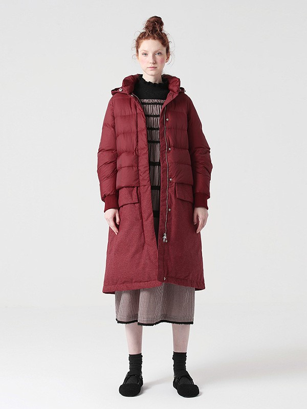 茶愫女装2020秋冬季红色连帽羽绒服