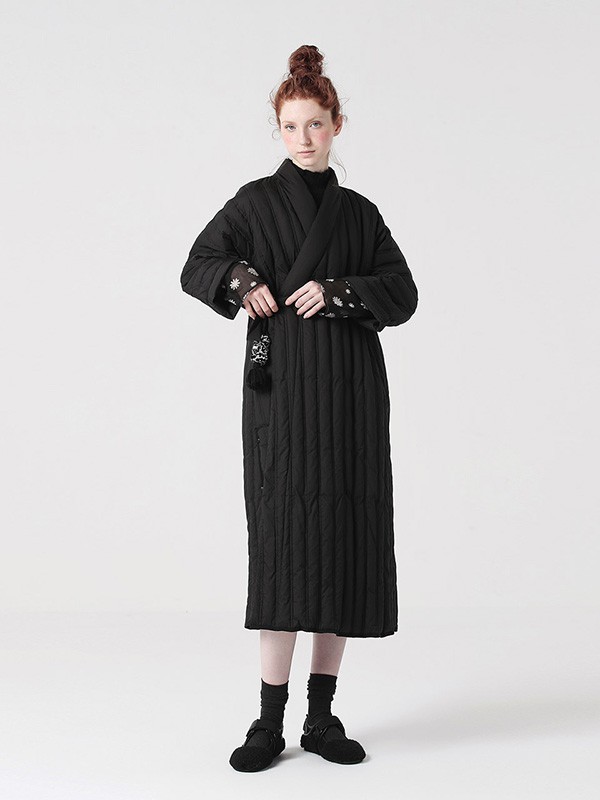 茶愫女装2020秋冬季黑色长款羽绒服